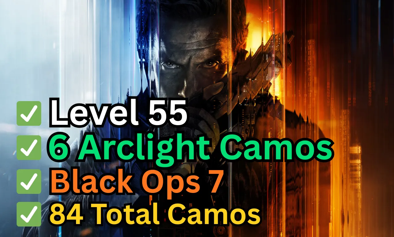 Black Ops 7✨ Level 55 ✅6 Arclight Camos⚡84 Total Camos [Handmade]⚡PC/PS/Xbox [INSTANT]